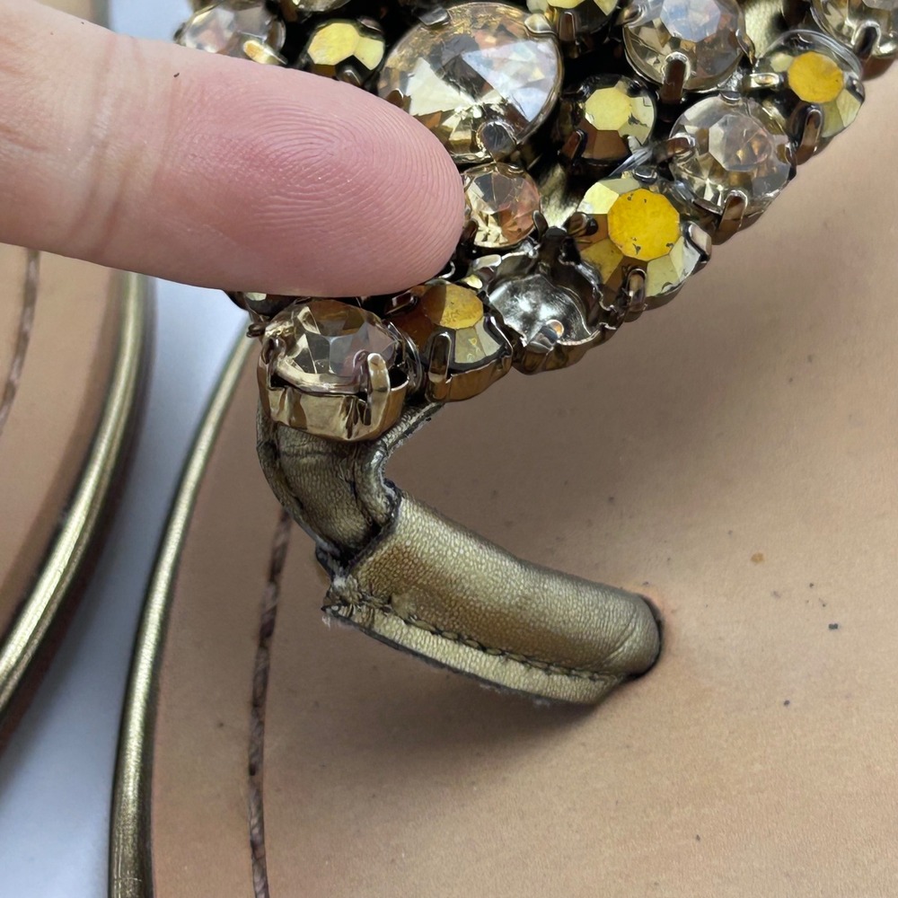 Marc Fisher QMRADY3 Sandals Womens‎ 8.5 Gold Jeweled Embellished Glam Boho Chic - Picture 4 of 9